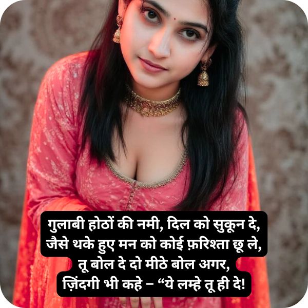 गुलाबी होठों पर शायरी in Hindi – दिल को छू लेने वाली 4 लाइन शायरी 4 hotho pe shayari in hindi