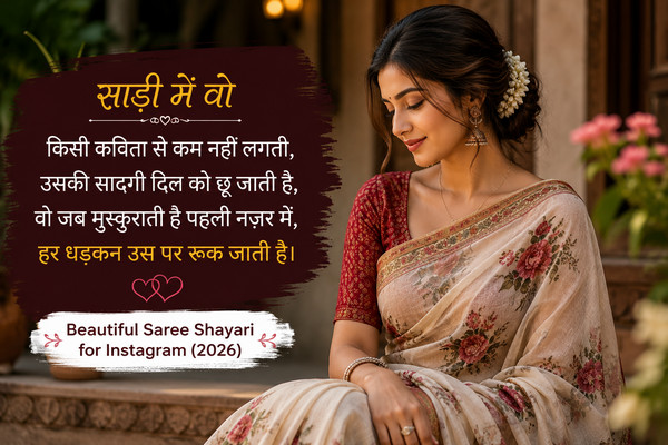 shayari on girl wearing saree in hindi