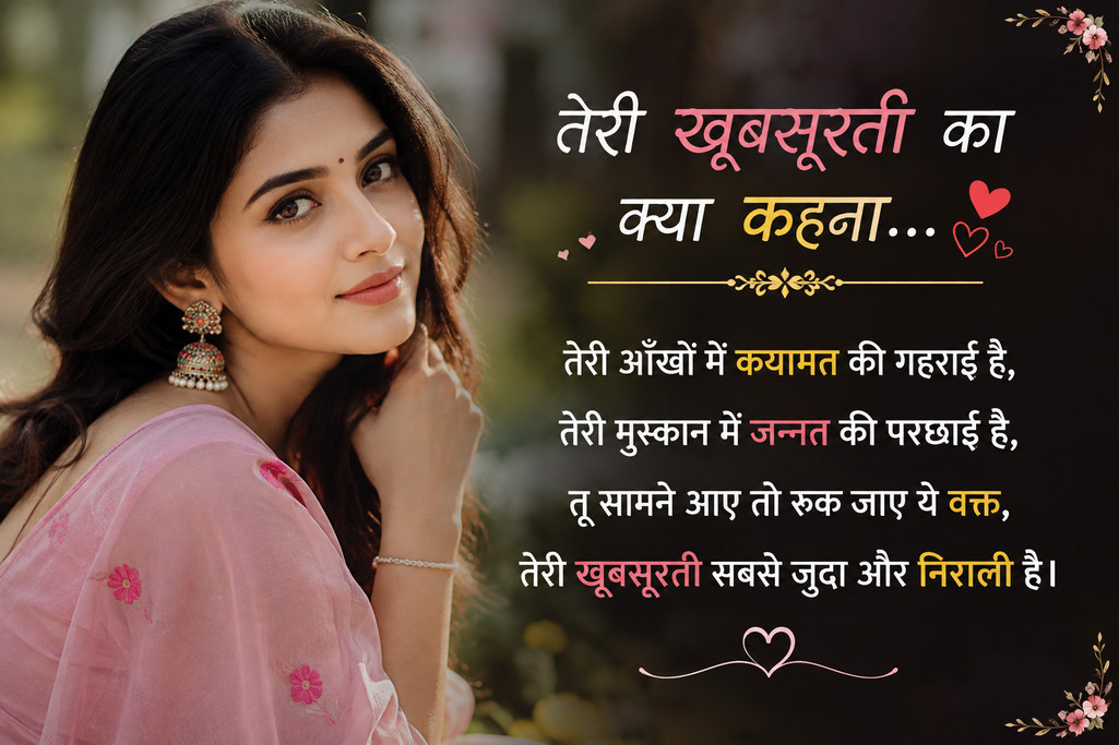 50+ Beautiful Girl Tareef Shayari in Hindi 😍 Read These Heart-Touching Lines 2 best Ladki Ki Khubsurti Ki Tareef Shayari